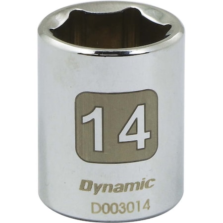 Dynamic 1/4" Drive, 14mm Metric Socket, 6 Points D003014